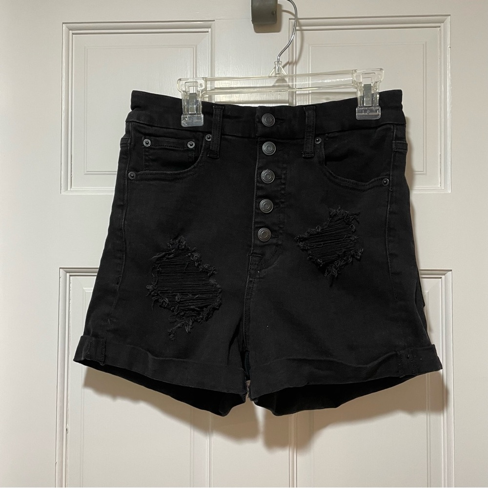 Aeropostale Premium Stretchy Super High-Rise Curvy Midi Black Shorts Size 6